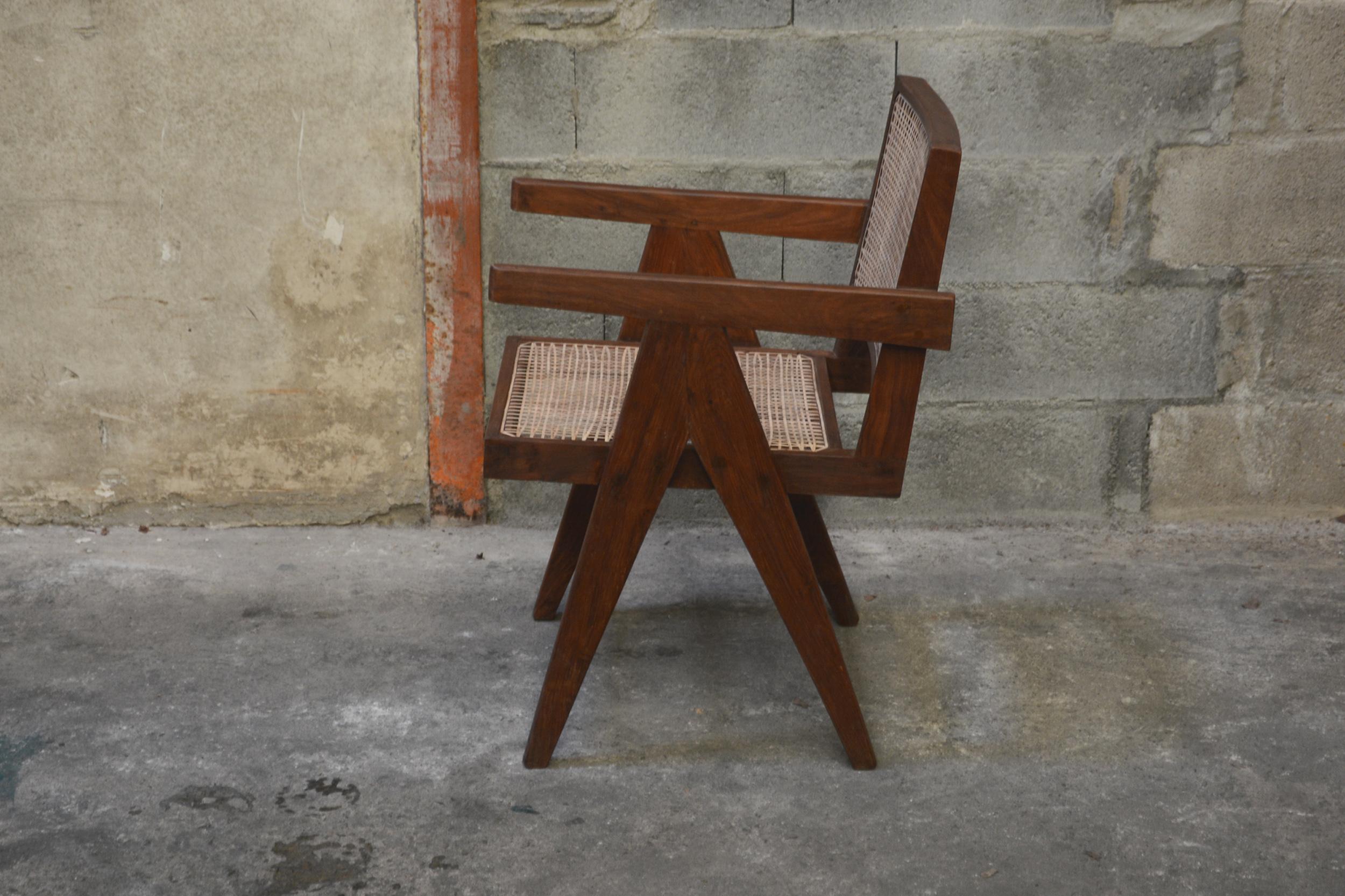 Mid-20th Century Exceptional Set of 12 Pierre Jeanneret Amchairs