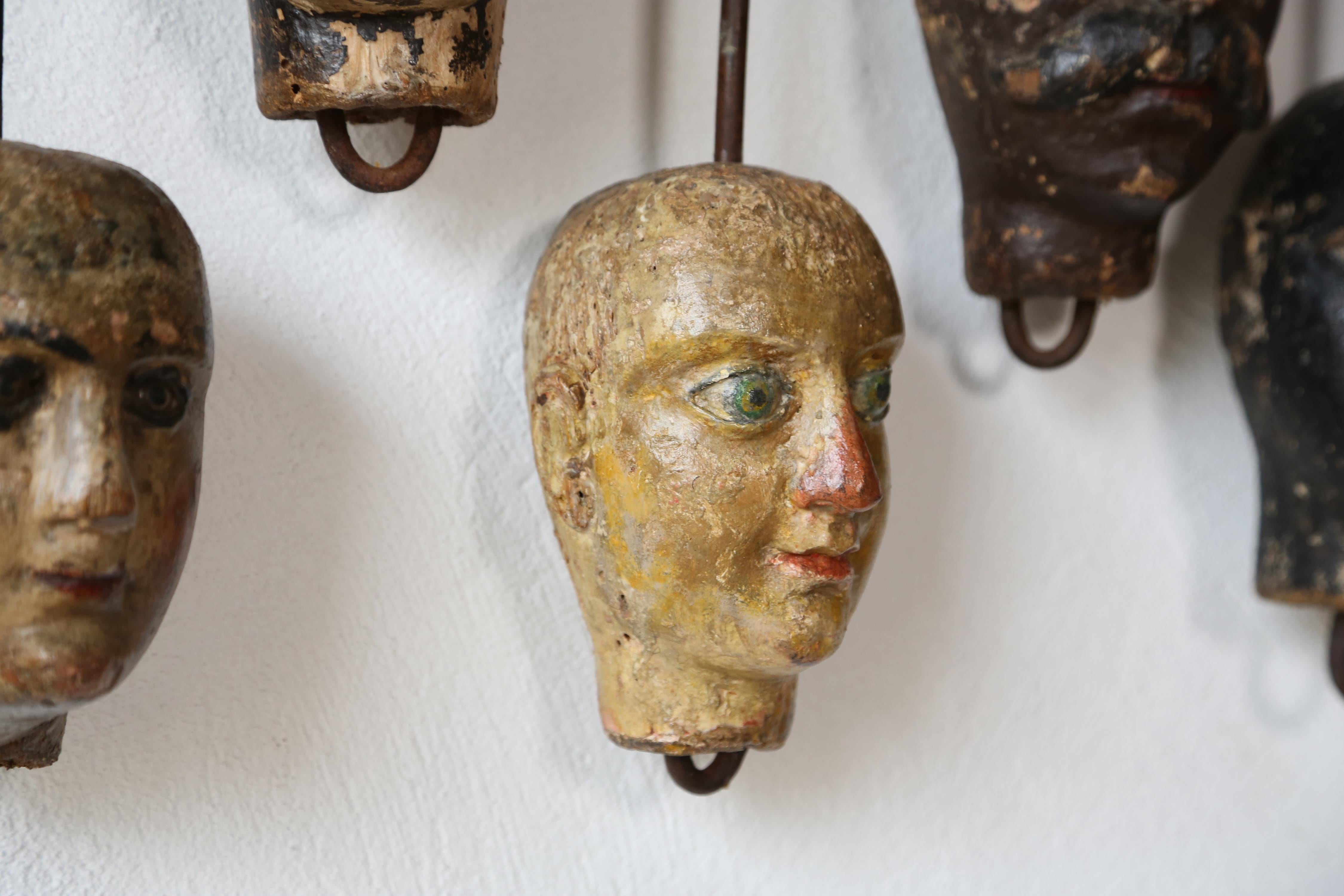 Exceptional Set of 24 Unique Hand-crafted Marionette Heads, Italy, 19th Century For Sale 10