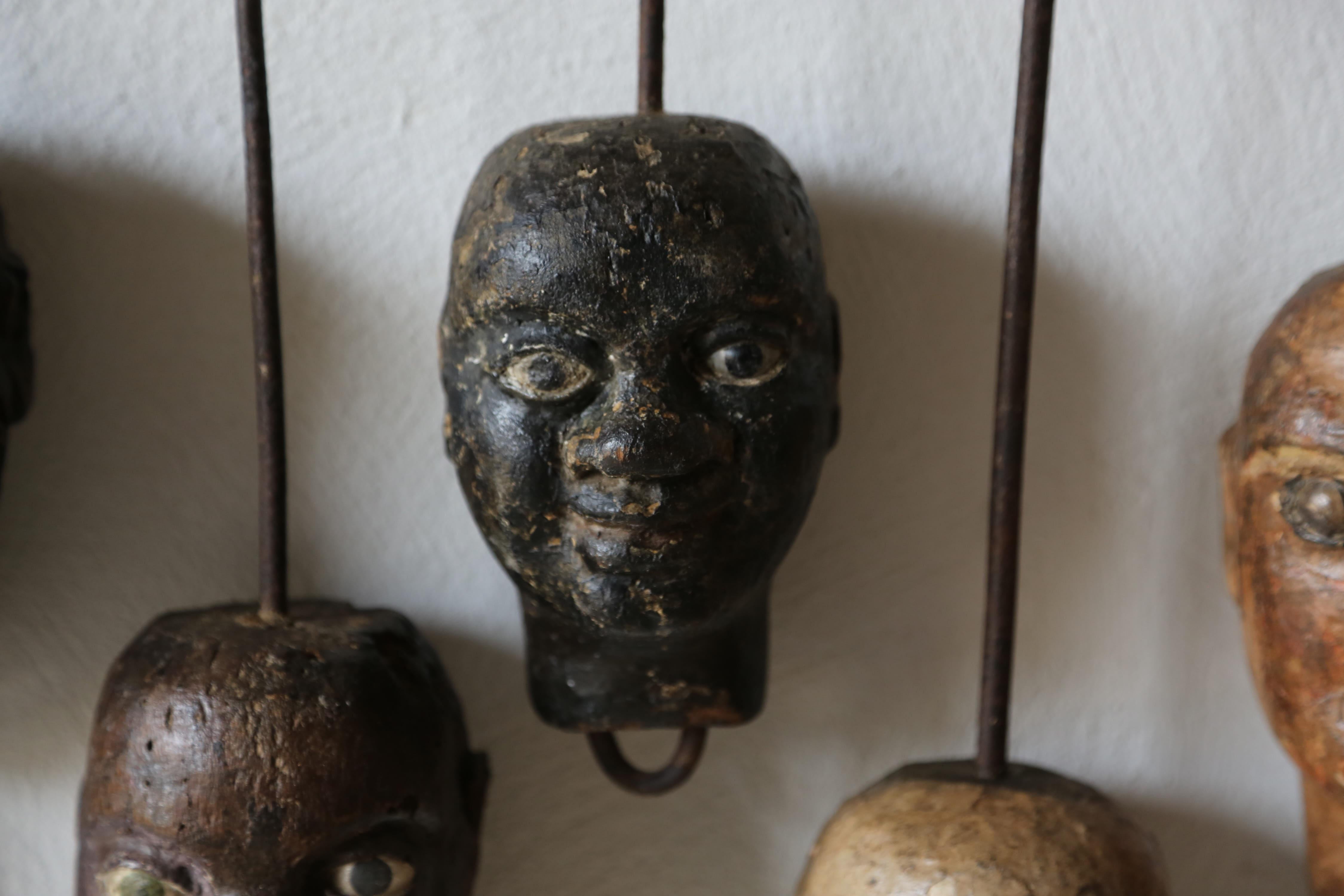 Exceptional Set of 24 Unique Hand-crafted Marionette Heads, Italy, 19th Century For Sale 3