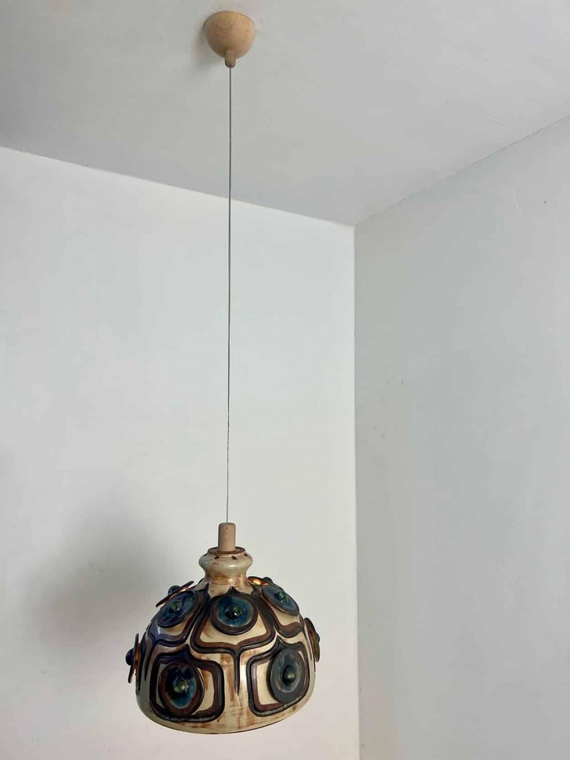 Exceptional Set of 3 Ceramic Pendant Lights, Denmark, 1970s For Sale 9