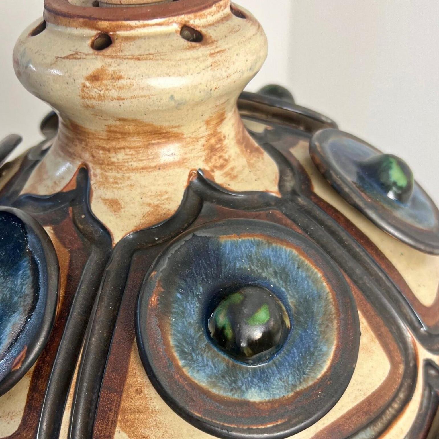 Exceptional Set of 3 Ceramic Pendant Lights, Denmark, 1970s For Sale 10