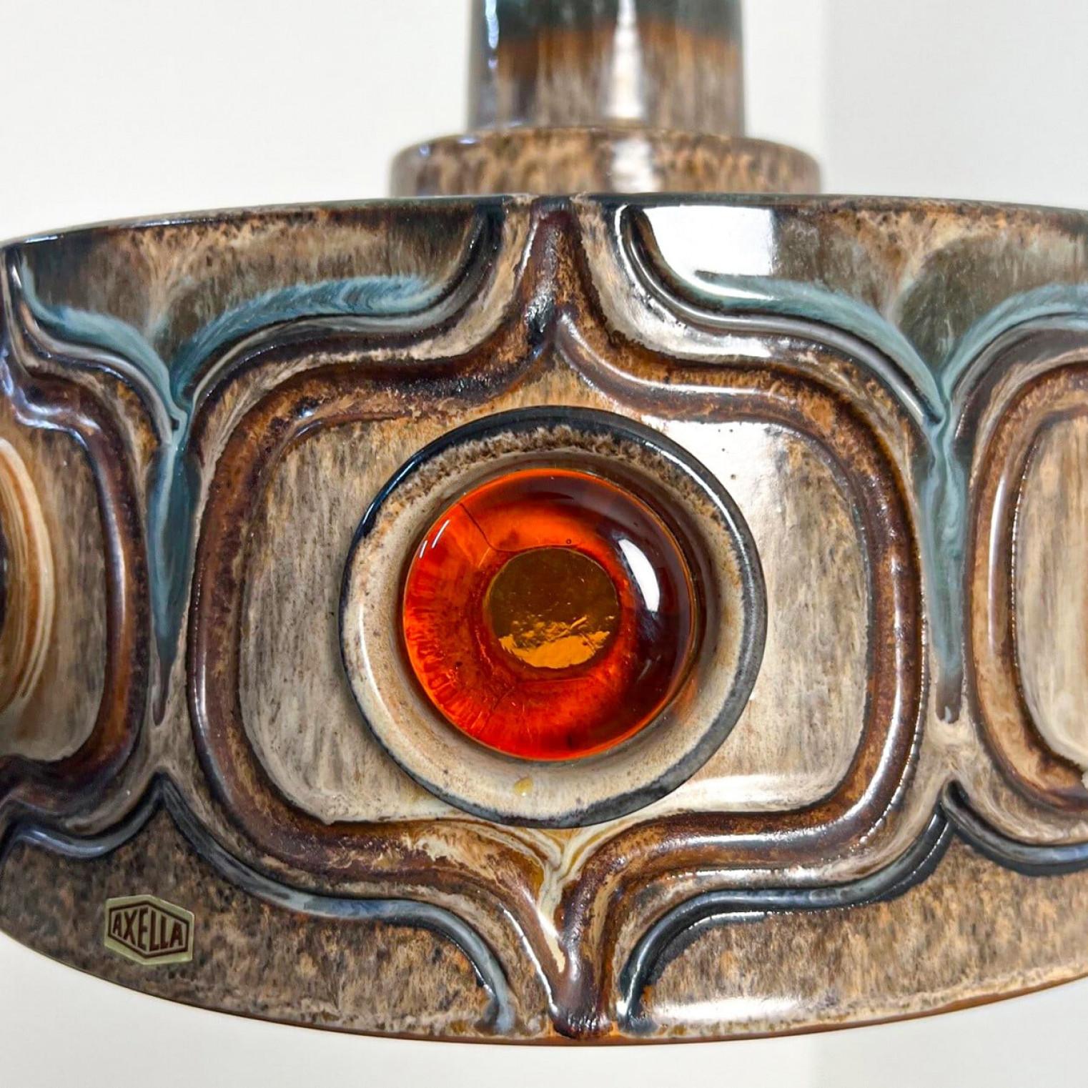 Exceptional Set of 3 Ceramic Pendant Lights, Denmark, 1970s For Sale 13