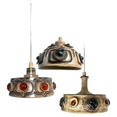 Exceptionnel ensemble de 3 Lights en céramique, Danemark, années 1970