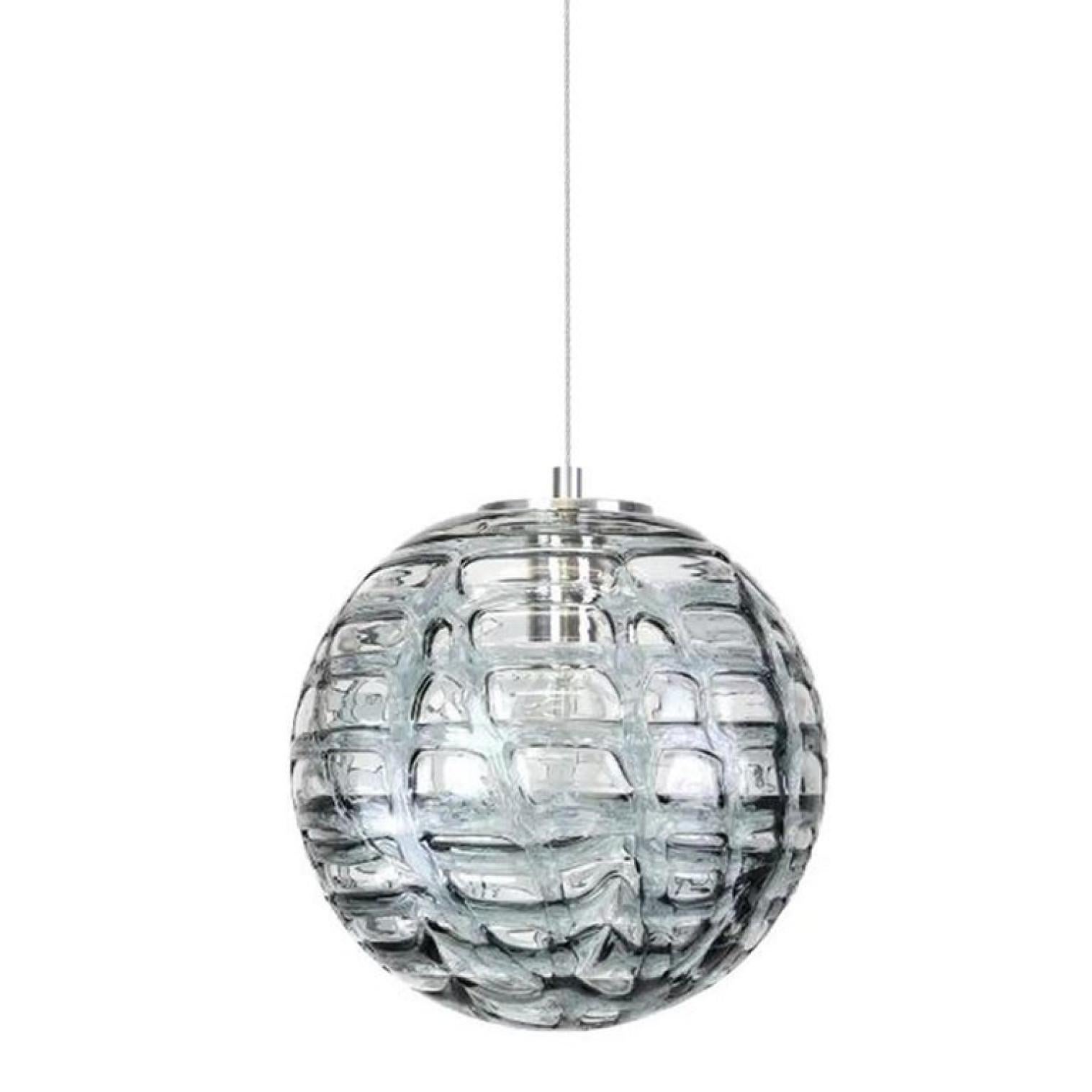 Eccezionale set di 3 lampade a sospensione in vetro di Murano in stile Venini, anni '60 In condizioni ottime in vendita a Rijssen, NL