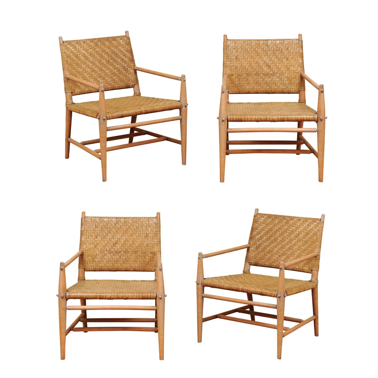 Exceptionnel ensemble de 4 chaises longues en OakCA par Russel Wright, circa 1940 en vente 12