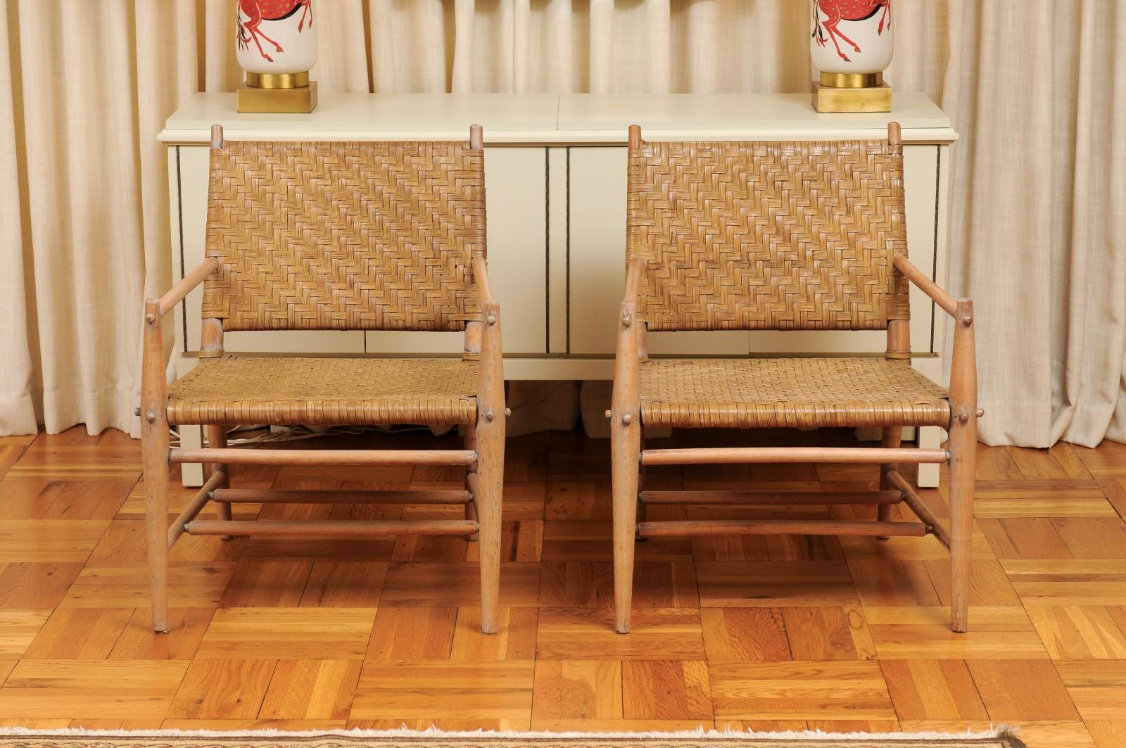 Exceptionnel ensemble de 4 chaises longues en OakCA par Russel Wright, circa 1940 en vente 1