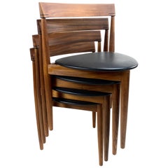 Exceptional Set of 4 Hans Olsen for Frem Røjle Walnut Dining Chairs