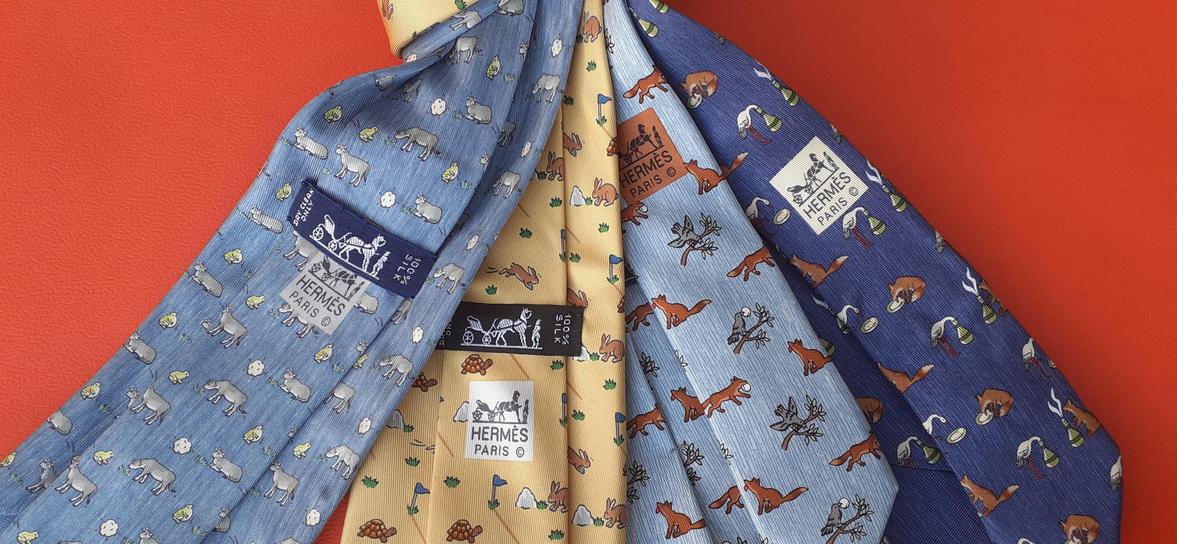 Exceptional Set of 4 Hermès Ties from The Fables of La Fontaine in Silk 5