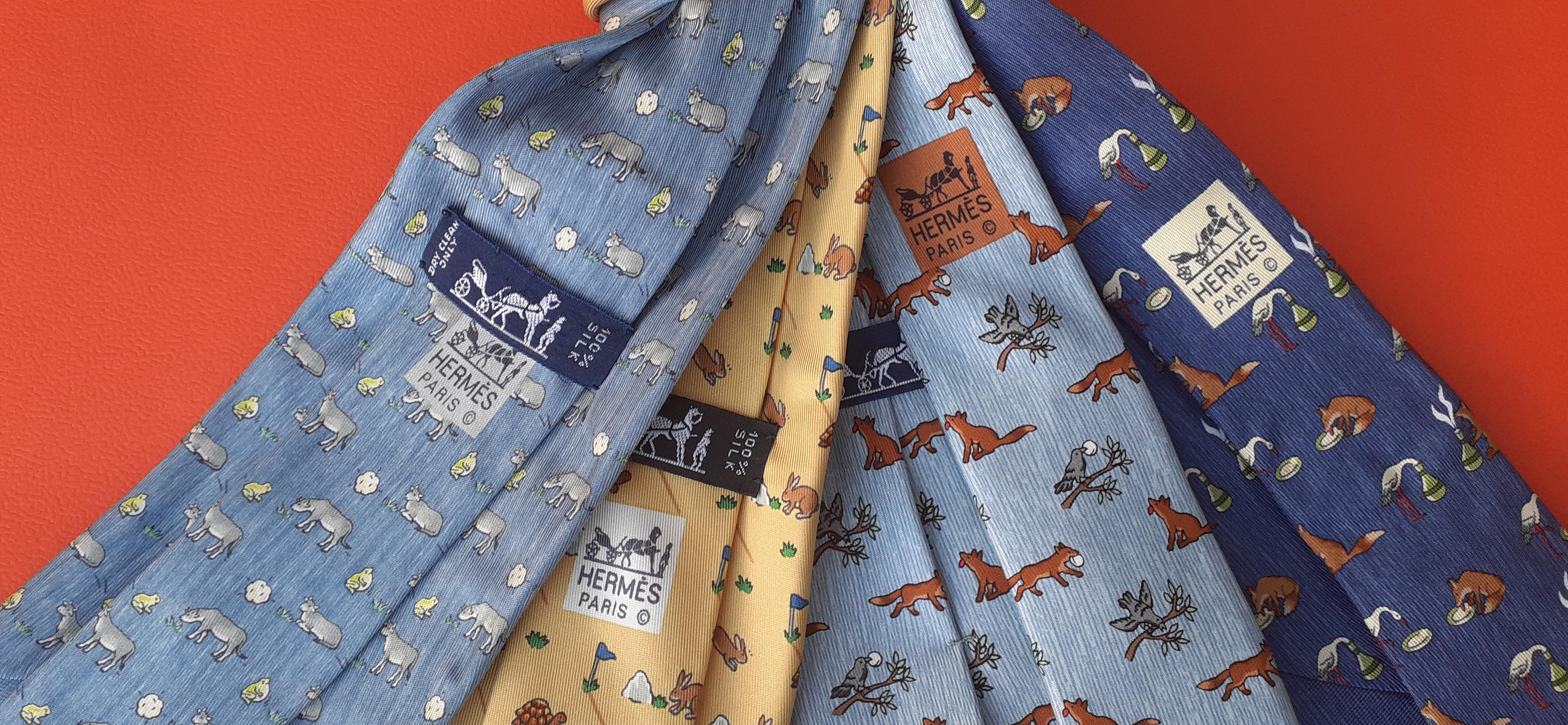 Exceptional Set of 4 Hermès Ties from The Fables of La Fontaine in Silk 6