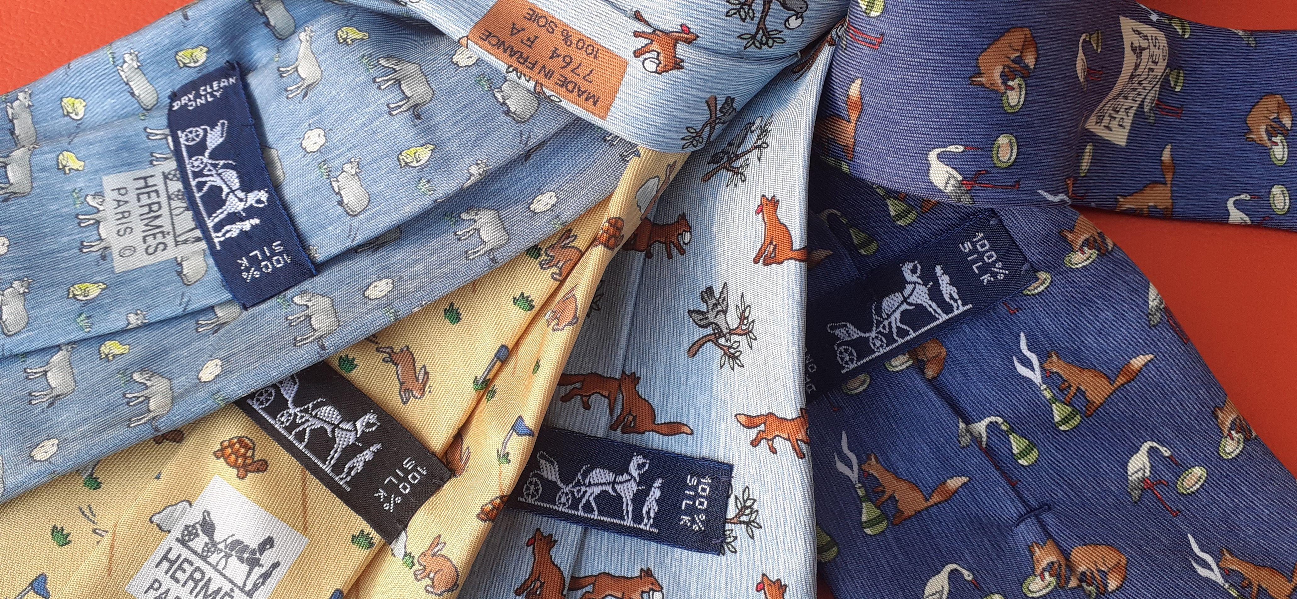 Exceptional Set of 4 Hermès Ties from The Fables of La Fontaine in Silk 8