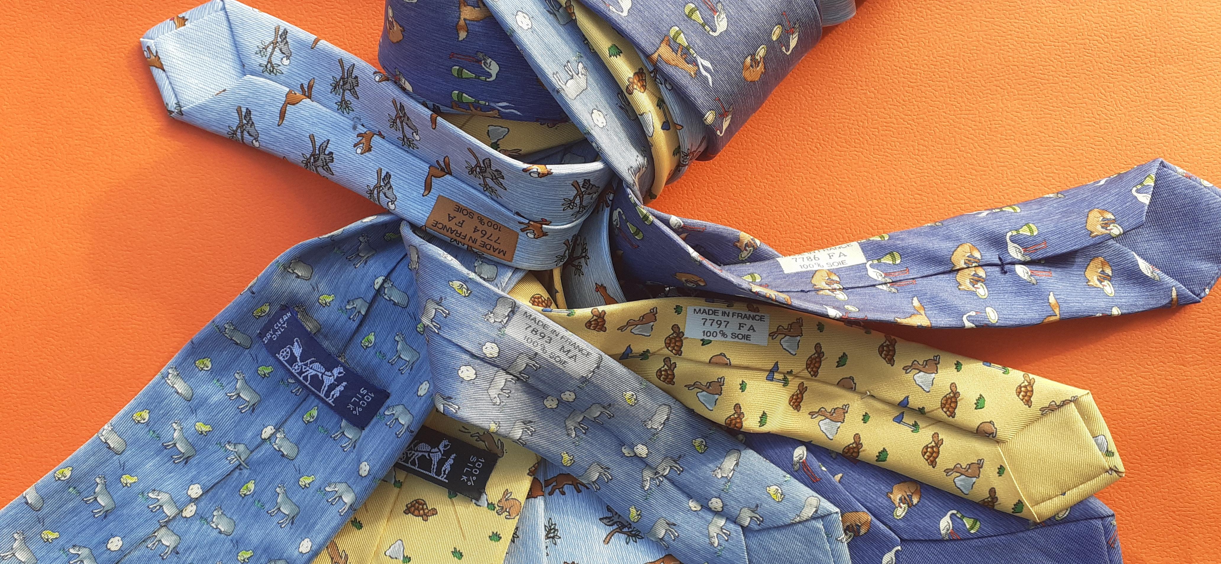 Exceptional Set of 4 Hermès Ties from The Fables of La Fontaine in Silk 9