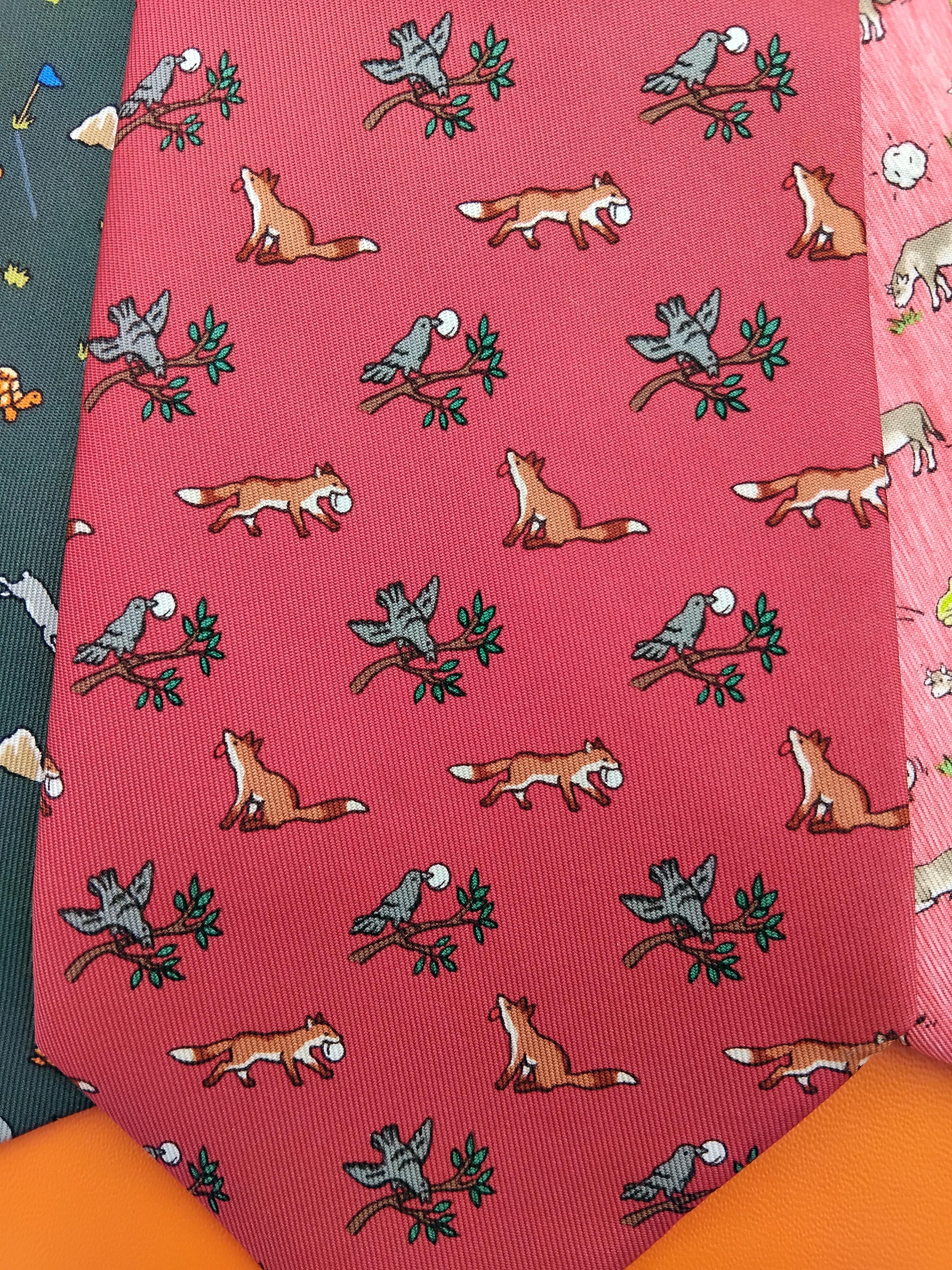 Men's Exceptional Set of 4 Hermès Ties from The Fables of La Fontaine in Silk For Sale