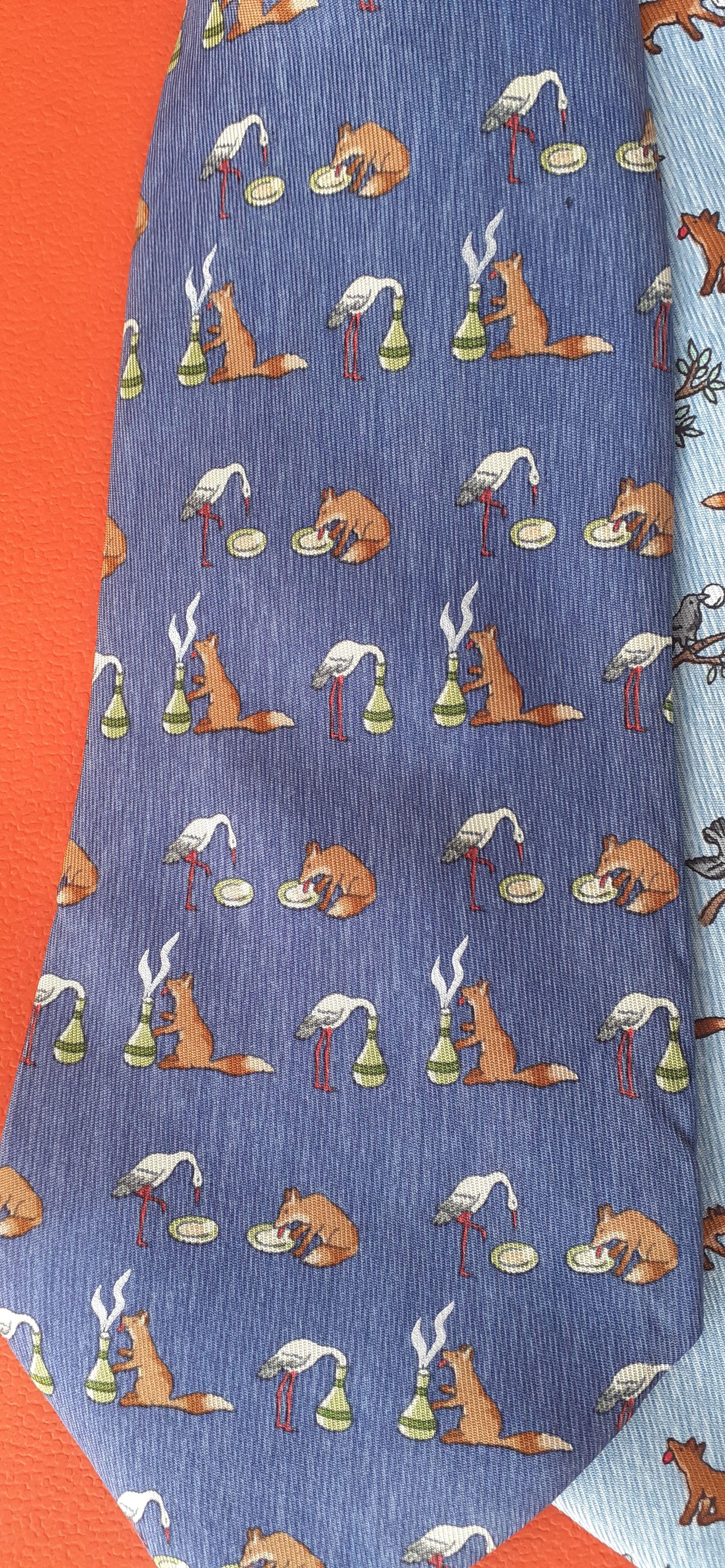 Men's Exceptional Set of 4 Hermès Ties from The Fables of La Fontaine in Silk