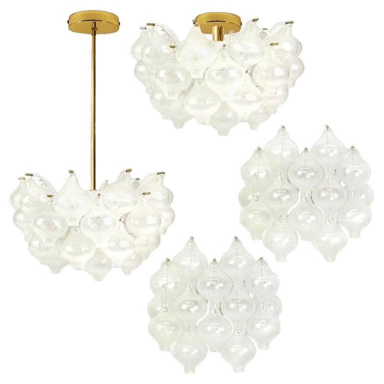 Exceptional Set of 4 Kalmar 
Tulipan
 Light Fixtures, 1960s en venta
