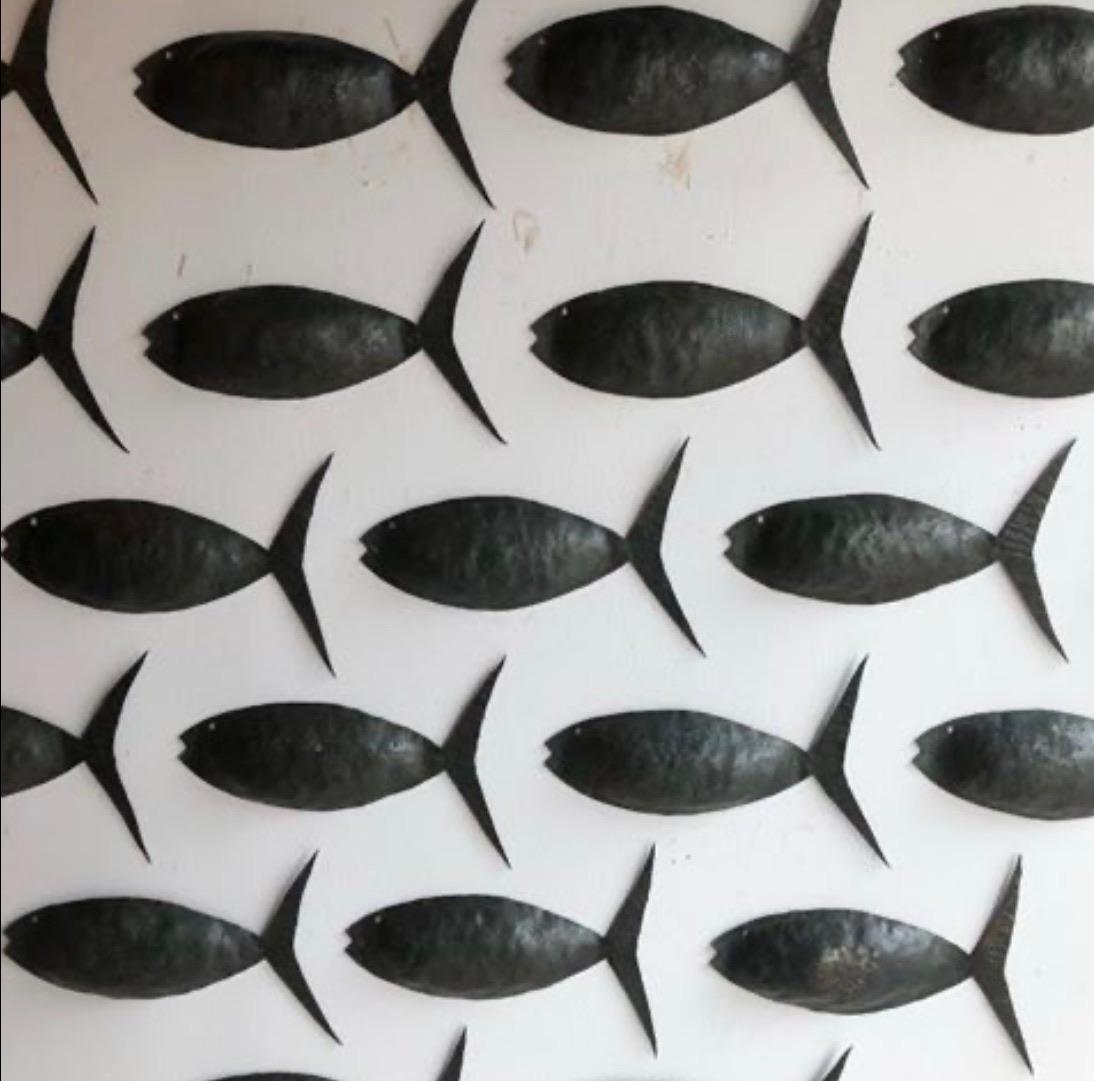 Exceptional Set of 56 Hand Forged Wrought Iron Fishes For Sale 1