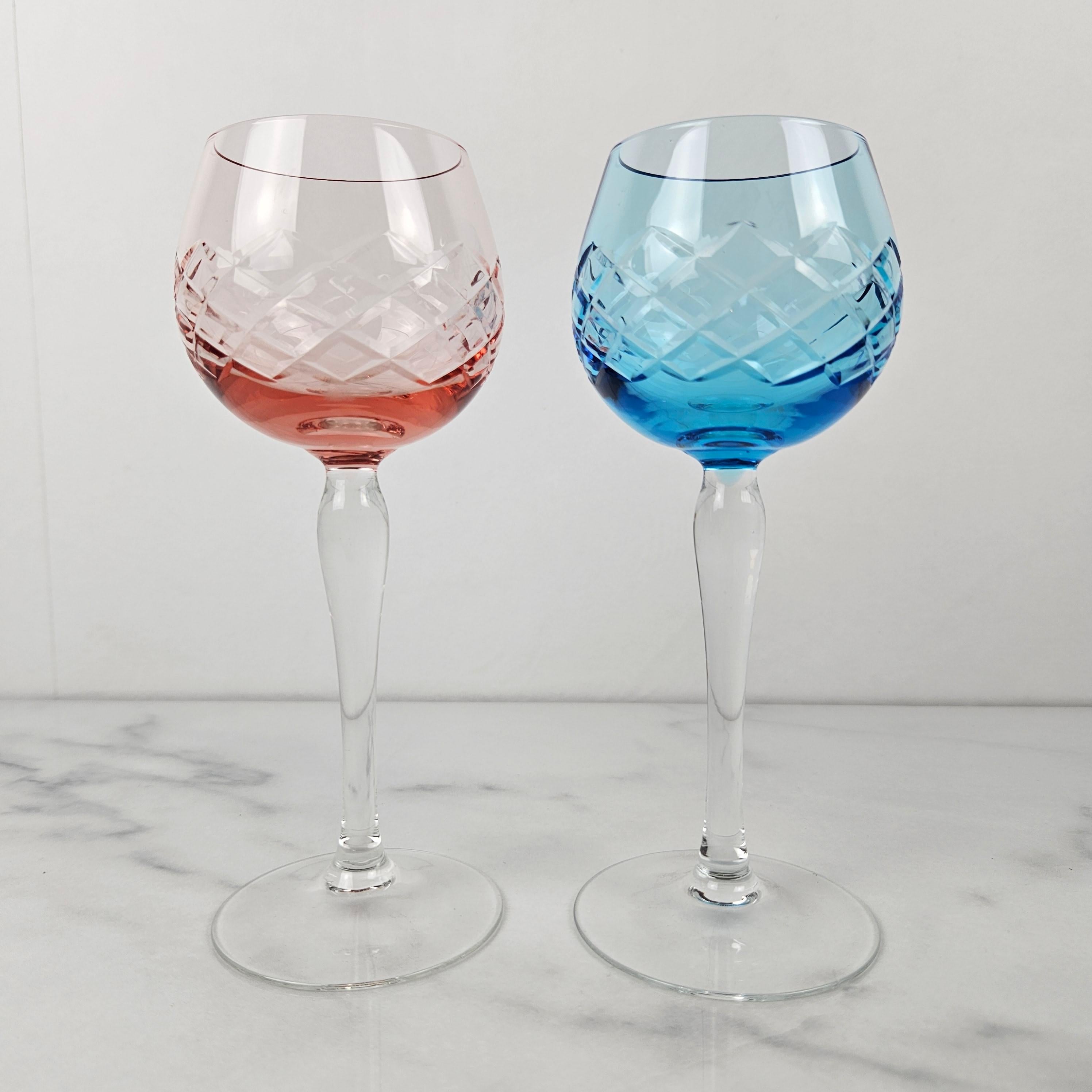 Français Exceptionnel ensemble de 6 verres à vin antiques français soufflés à la main et taillés dans la masse en vente