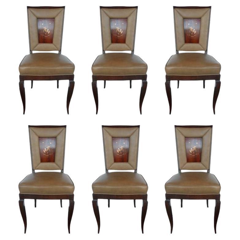 Exceptionnel ensemble de 6 chaises dans le style de Gio Ponti