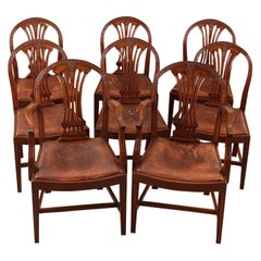 Antique Exceptional Set of 8 English Hepplewhite Style Dining Chairs, circa 1880