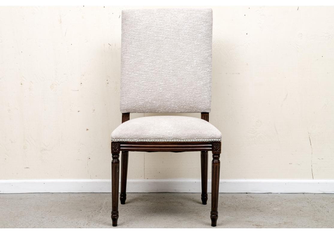 Exceptional Set Of 8 French Style Chairs In Lance Woven Leather Upholstery For Sale 6