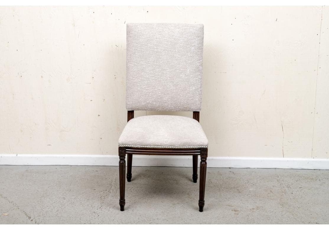 Exceptional Set Of 8 French Style Chairs In Lance Woven Leather Upholstery For Sale 8