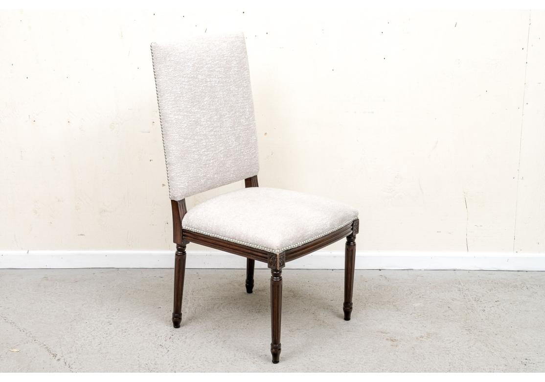 Exceptional Set Of 8 French Style Chairs In Lance Woven Leather Upholstery In Fair Condition For Sale In Bridgeport, CT