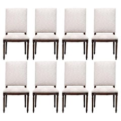 Exceptional Set Of 8 French Style Chairs In Lance Woven Leather Upholstery