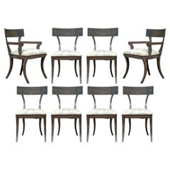 Excepcional Juego De 8 Sillas De Comedor Estilo Klismos Teñidas De Gris