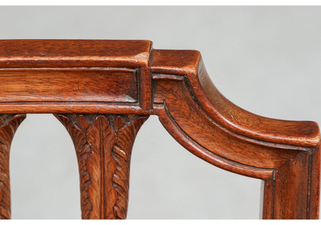 Exceptional Set of 8 Semi Antique French Carved Walnut Dining Chairs  For Sale 4