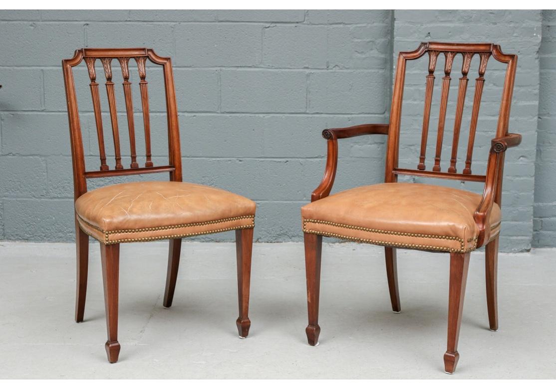 Exceptional Set of 8 Semi Antique French Carved Walnut Dining Chairs  For Sale 10