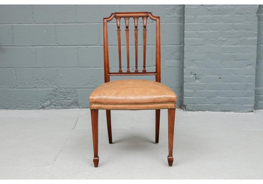 Hollywood Regency Exceptional Set of 8 Semi Antique French Carved Walnut Dining Chairs  For Sale