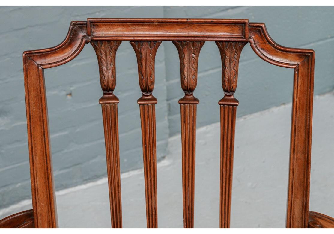Exceptional Set of 8 Semi Antique French Carved Walnut Dining Chairs  For Sale 2
