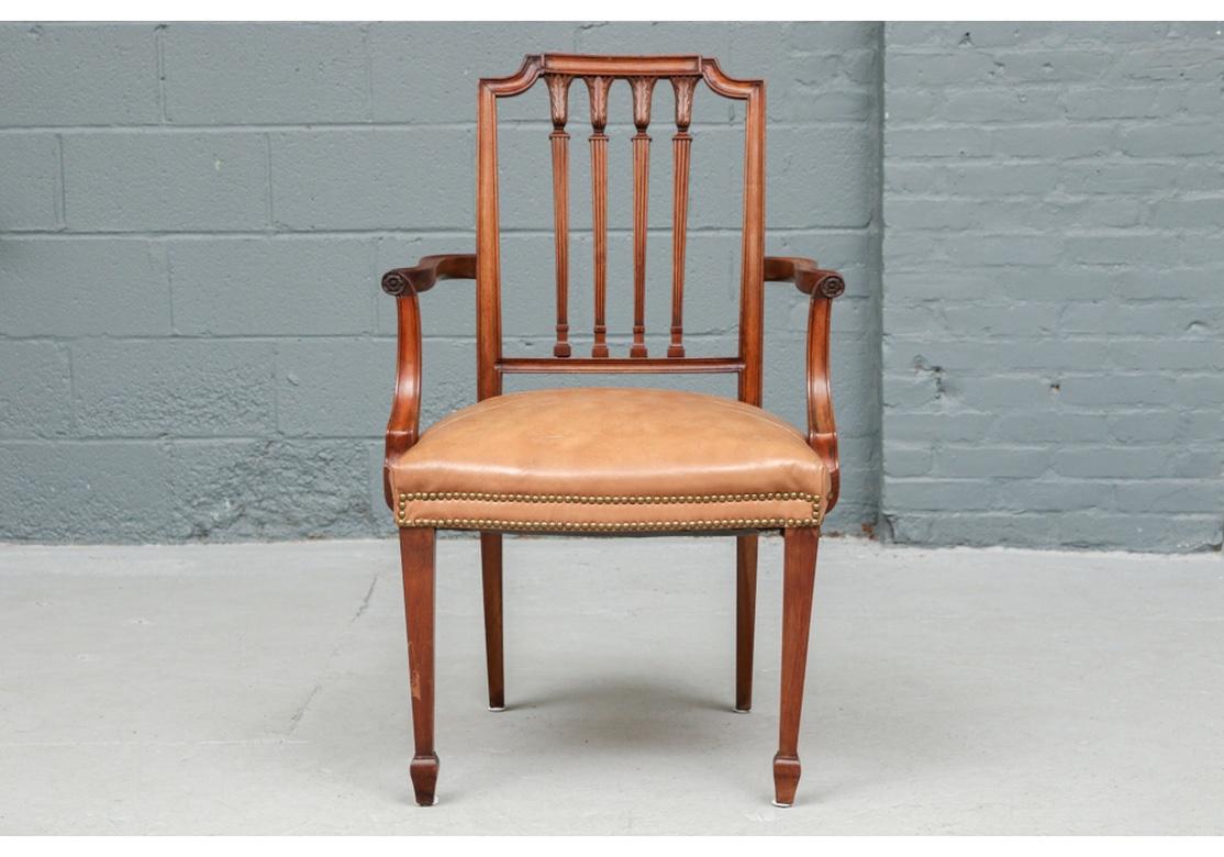 Exceptional Set of 8 Semi Antique French Carved Walnut Dining Chairs  For Sale 3