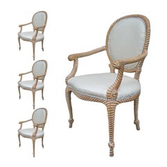Exceptional set of Four Carved Rope and Tassel Armchairs