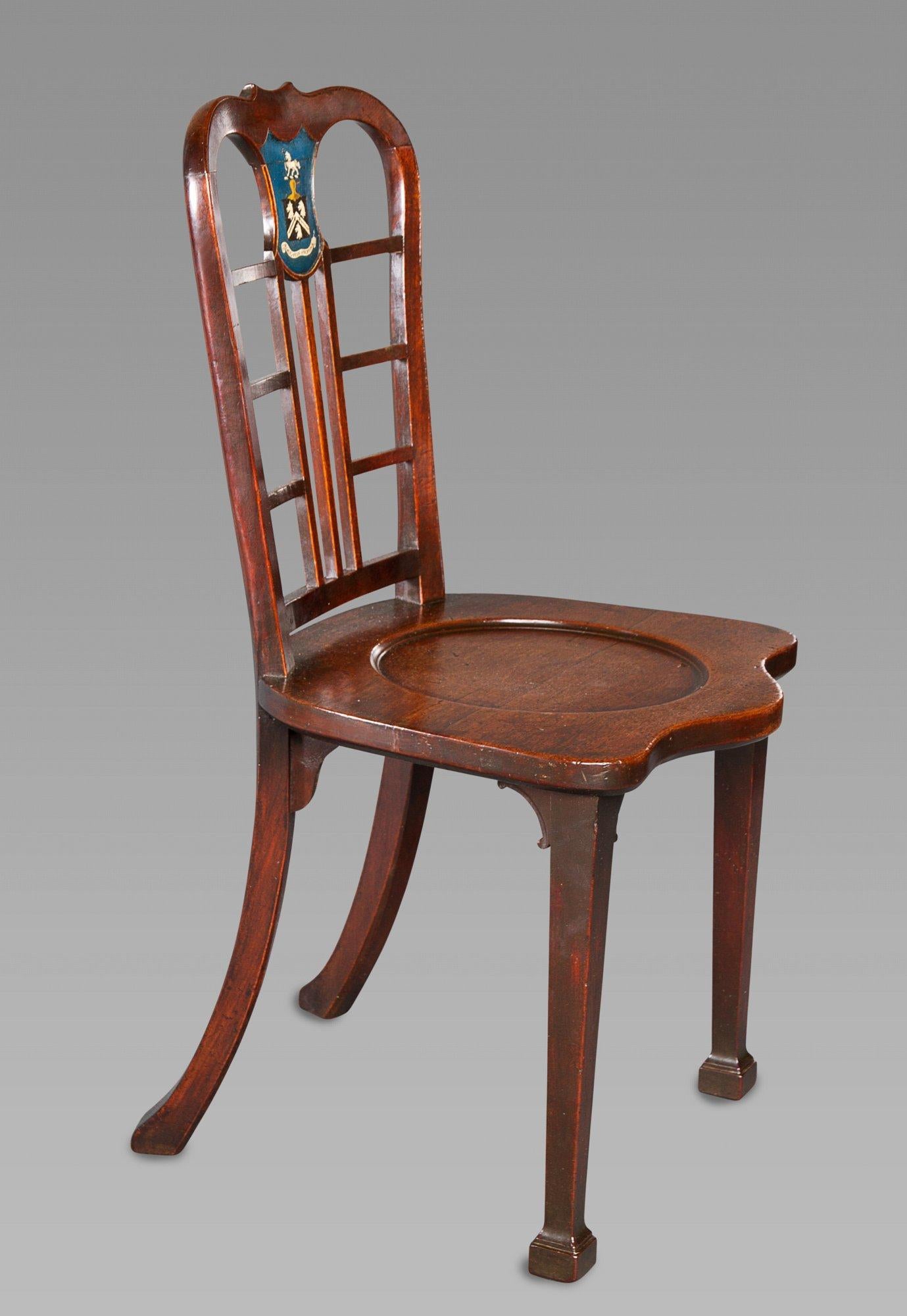 English Exceptional Set of Four George II Mahogany Hall Chairs For Sale