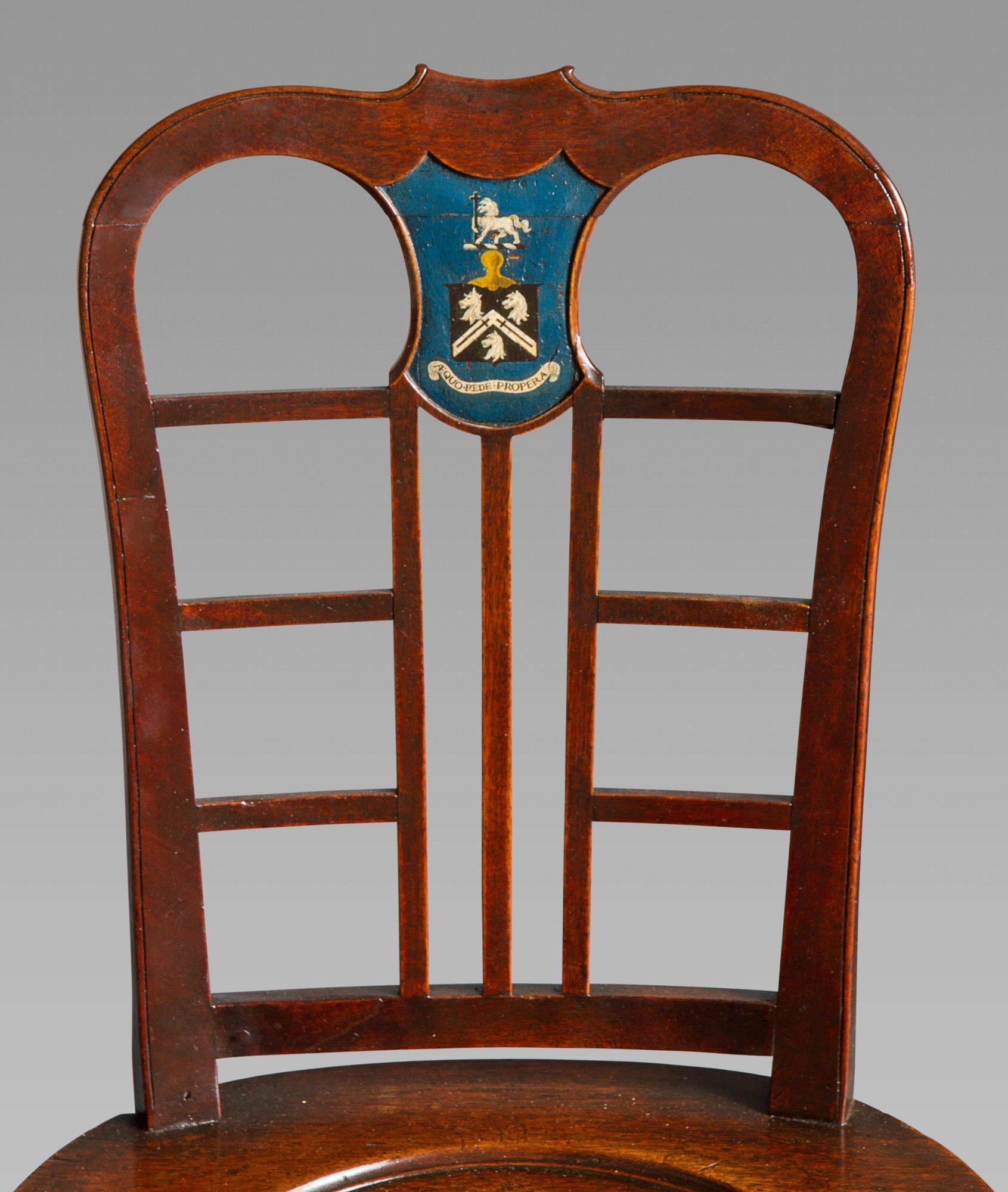 Exceptional Set of Four George II Mahogany Hall Chairs In Good Condition For Sale In New York, NY