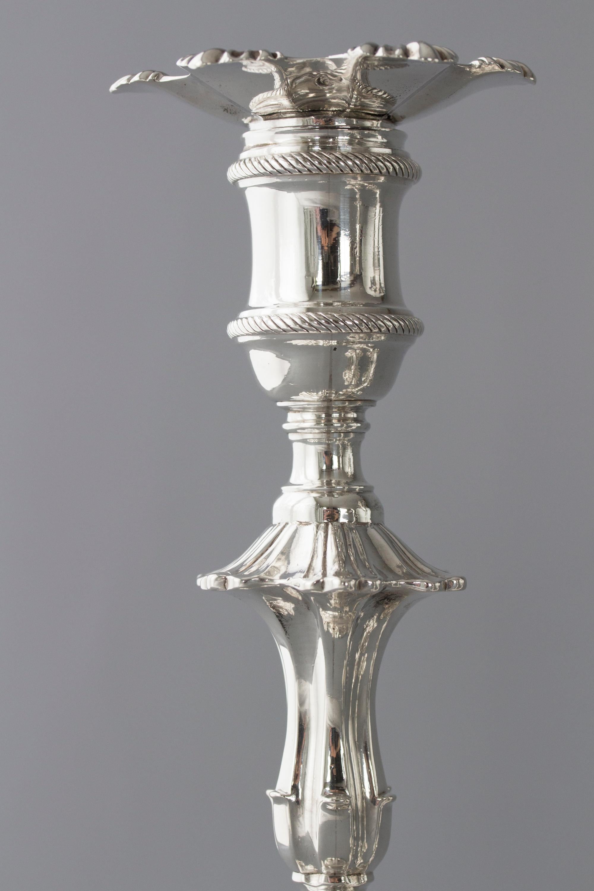 Exceptional Set of Four Silver Candlesticks London 1757 by William Cafe 3
