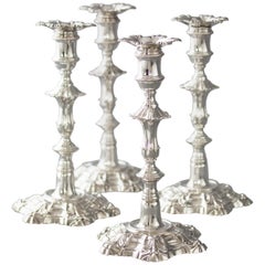 Exceptional Set of Four Silver Candlesticks London 1757 by William Cafe