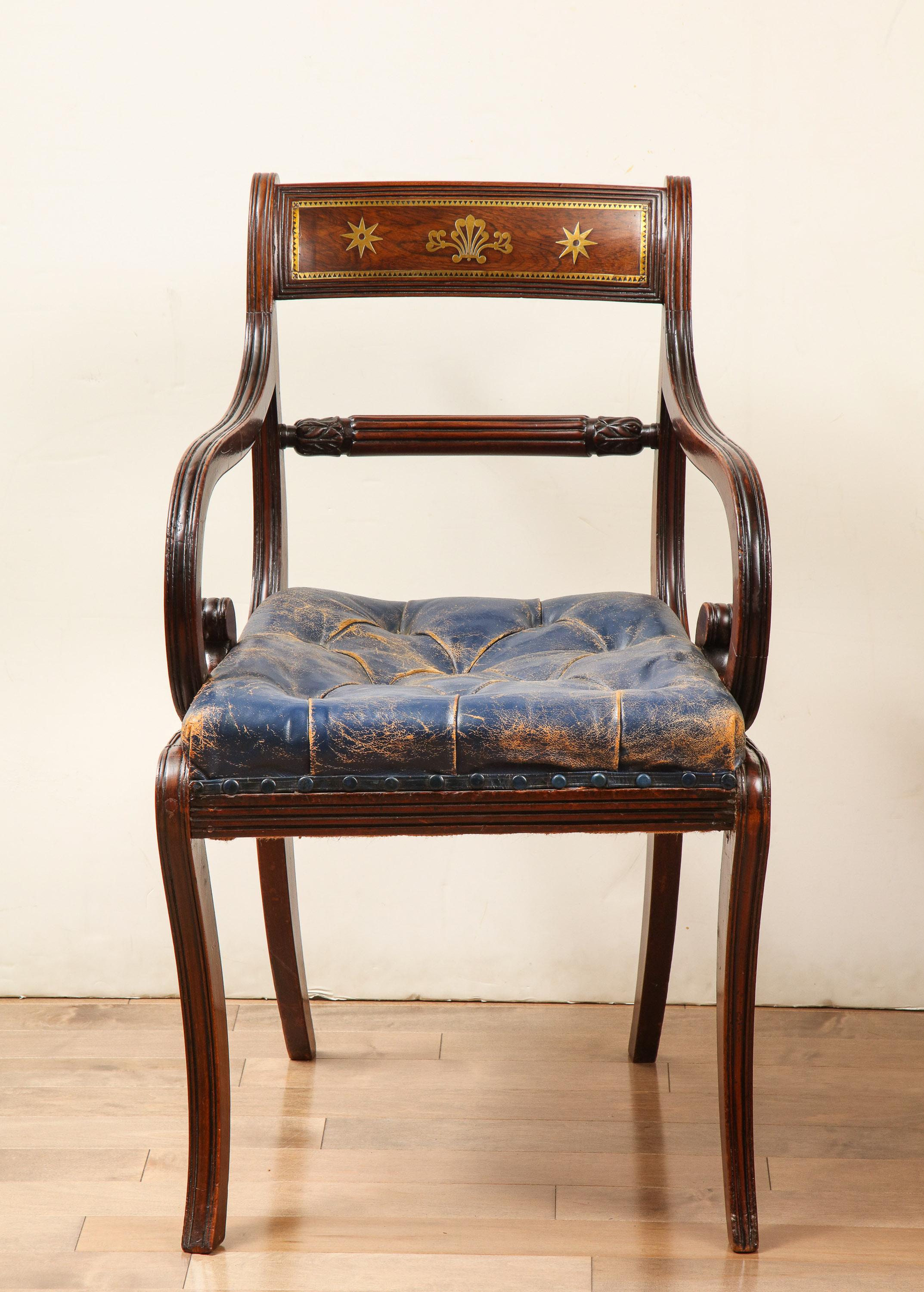 Exceptional Set of Fourteen, English Regency Dining Chairs in Mahogany For Sale 9