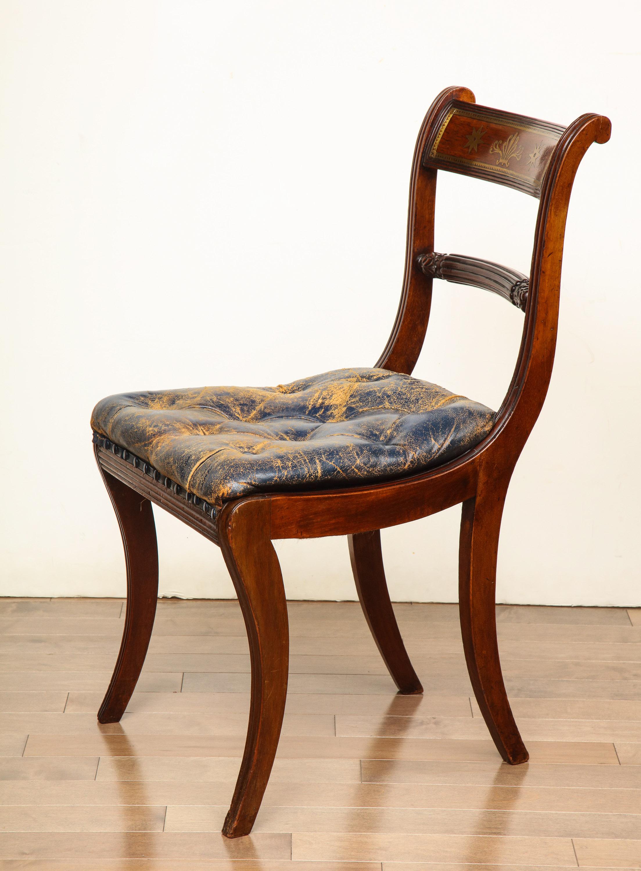 Exceptional Set of Fourteen, English Regency Dining Chairs in Mahogany For Sale 12
