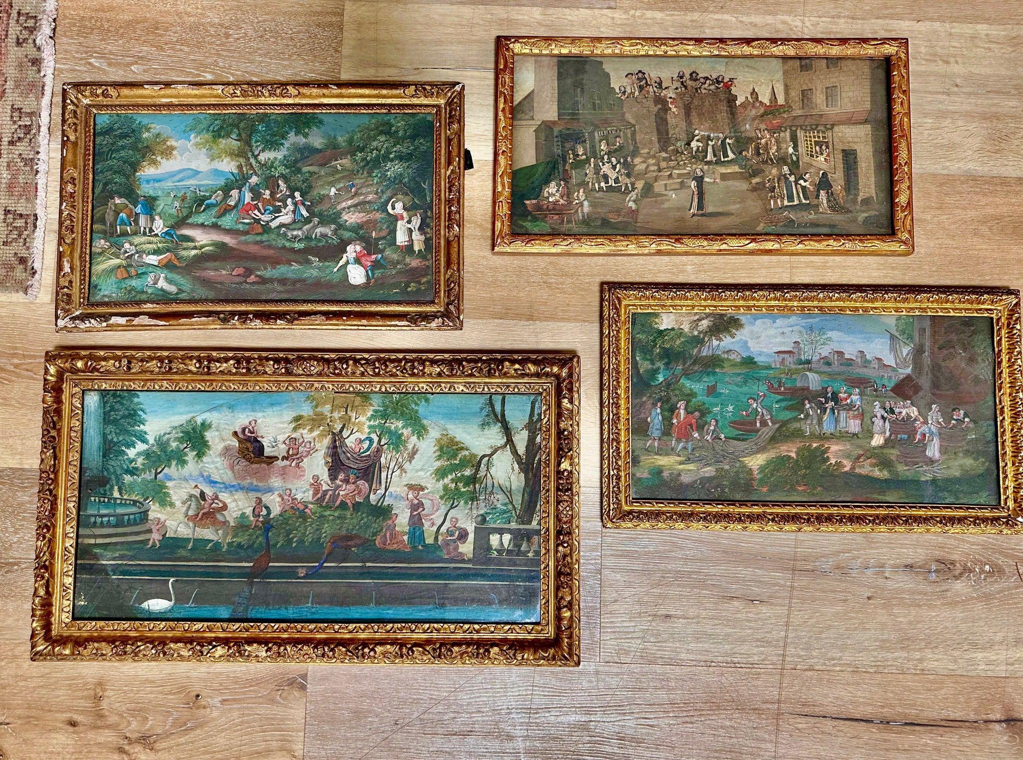 Paint Exceptional set of framed fan designs, circa 1680 For Sale