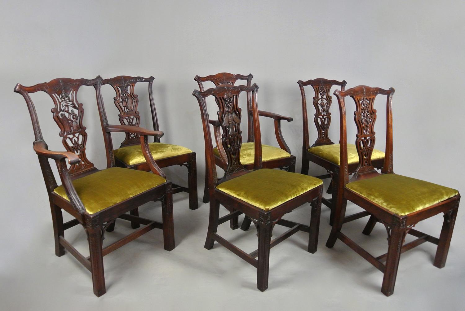 Arts and Crafts Set of Six Bespoke Yew and Fruitwood Dining Chairs c. 1880 For Sale 6