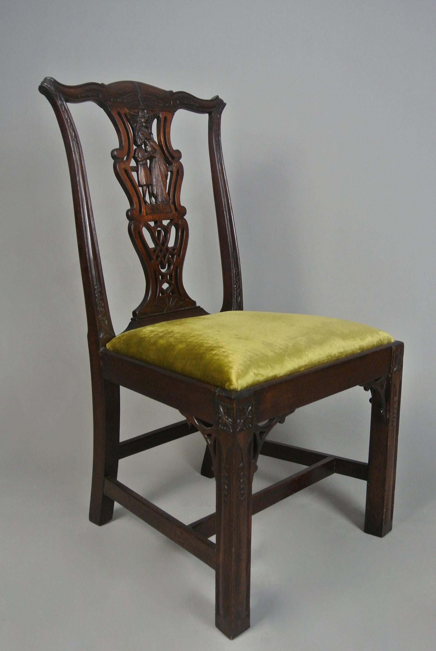 Arts and Crafts Set of Six Bespoke Yew and Fruitwood Dining Chairs c. 1880 For Sale 7