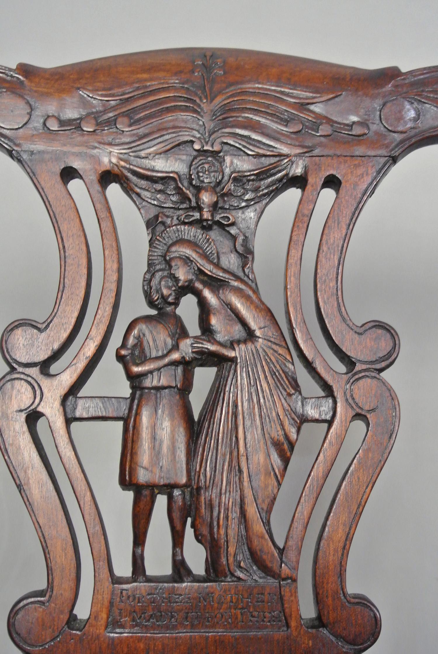 Arts and Crafts Set of Six Bespoke Yew and Fruitwood Dining Chairs c. 1880 For Sale 2