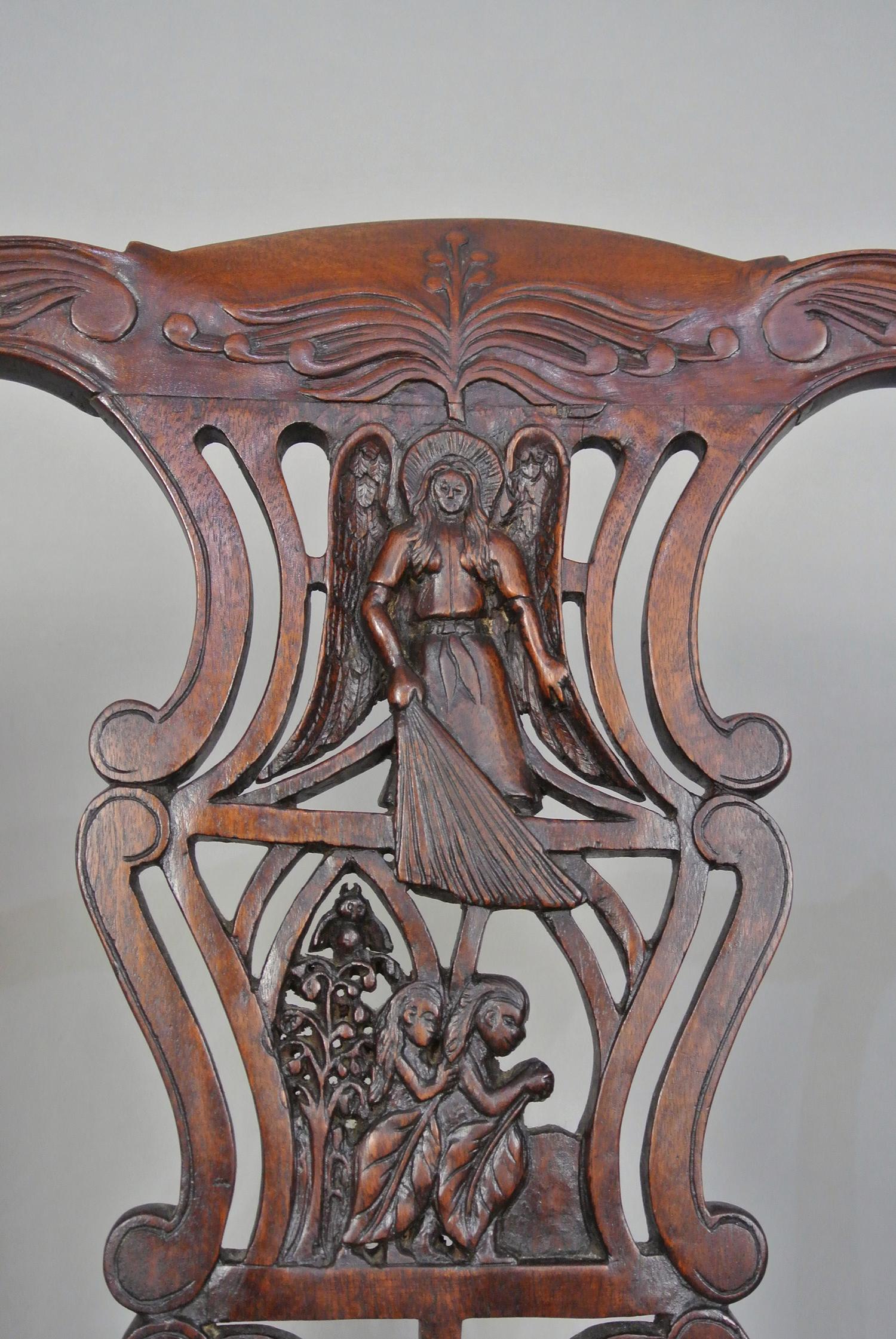 Arts and Crafts Set of Six Bespoke Yew and Fruitwood Dining Chairs c. 1880 For Sale 5