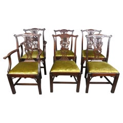 Außergewöhnlicher Satz von sechs maßgeschneiderten George-III-Esszimmerstühlen aus Eiben- und Obstholz, ca. 1790