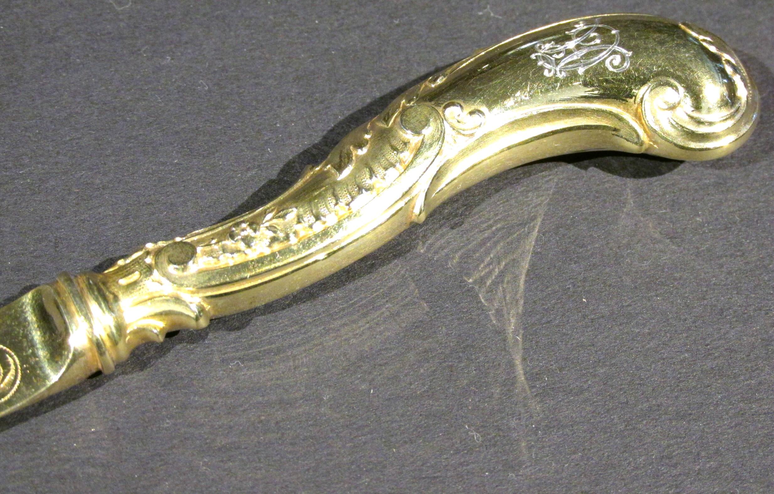 20th Century Exceptional Set of Twelve Art Nouveau Silver Gilt Fish Knives, circa 1900 For Sale