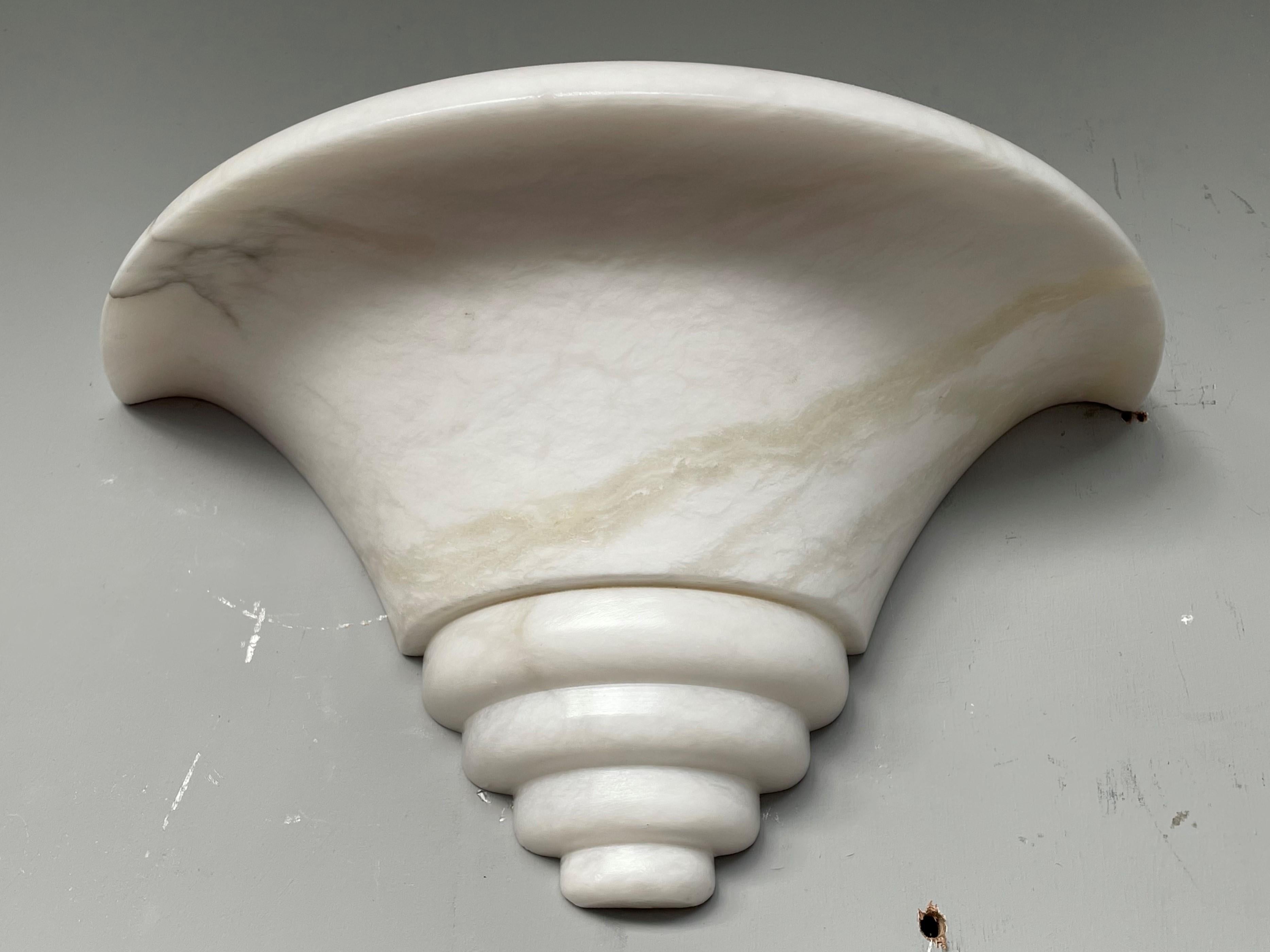 Exceptional Shape Midcentury Era Pair of Alabaster Wall Sconces Lamps / Lights For Sale 5