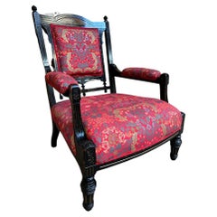 Exceptional Shaped English Victorian Arm Chair Ebonised with Golden Paint