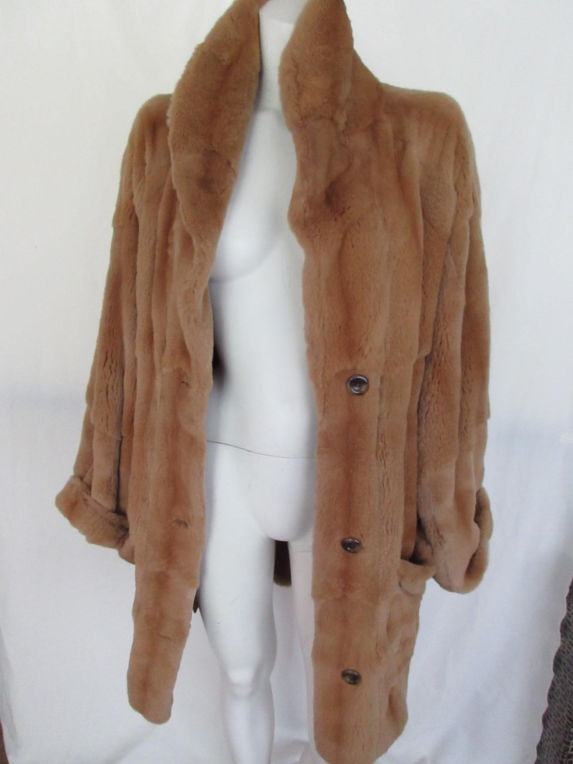Exceptional Sheared Mink Fur Gold Tone Brown Coat 6