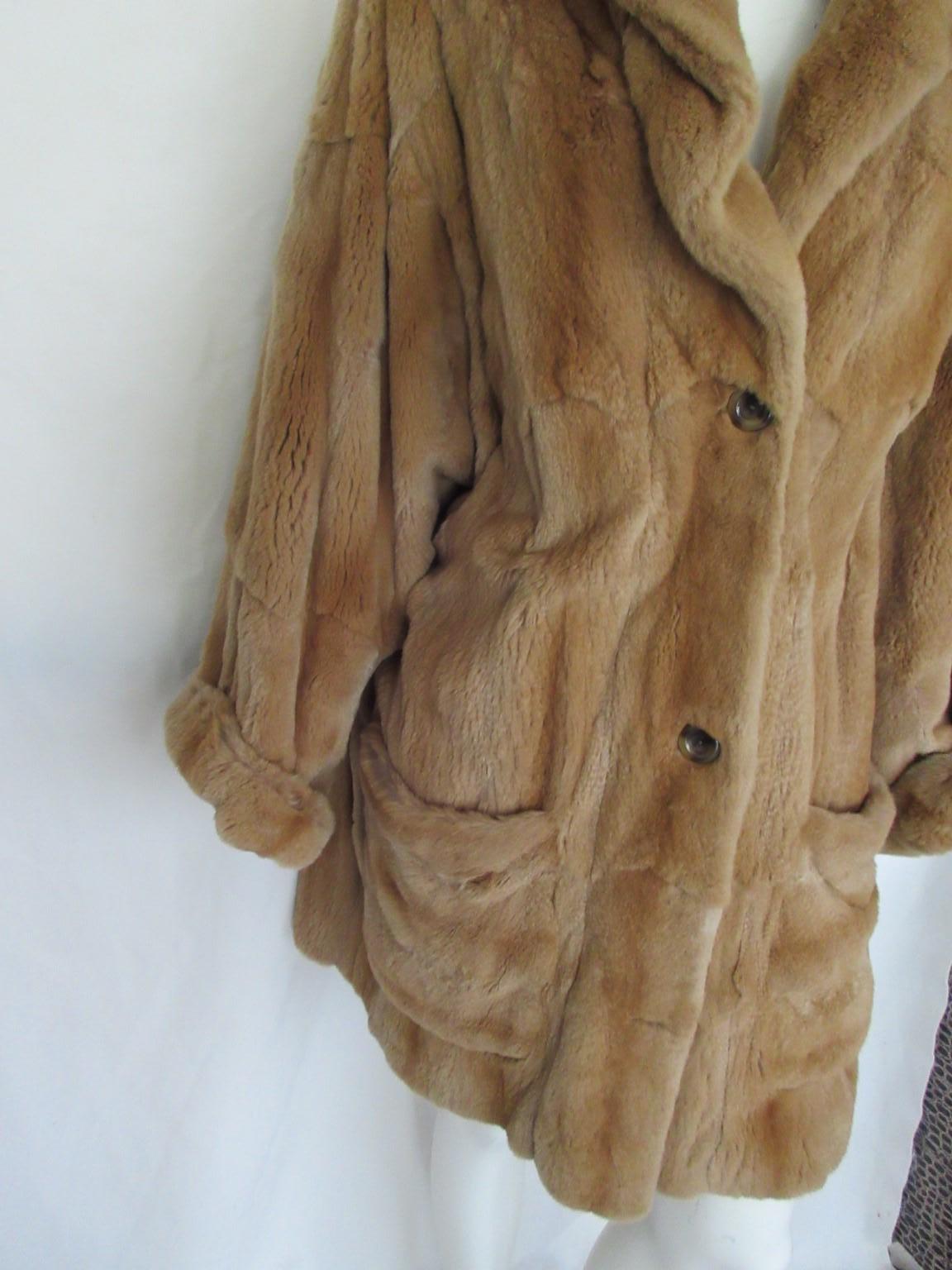 Women's or Men's Exceptional Sheared Mink Fur Gold Tone Brown Coat